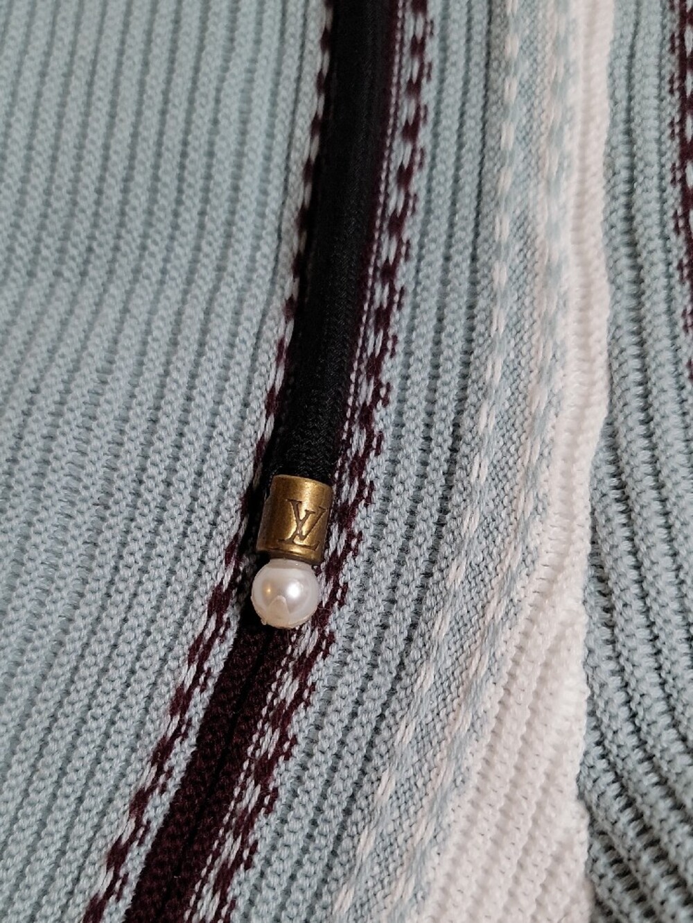 Louis Vuitton Striped Knit Athletic Shorts in Light Blue, White and Black - Picture 2 of 6